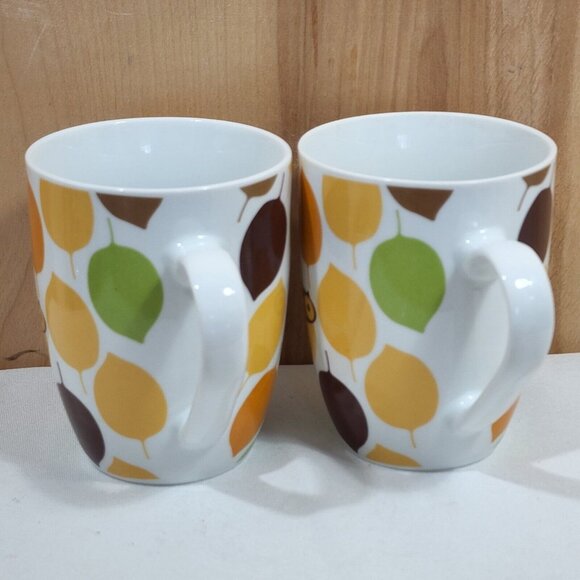 Rachael Ray Little Hoot Owl Coffee Mug 8oz set-2 retro colors orange brown 4" - Picture 3 of 8